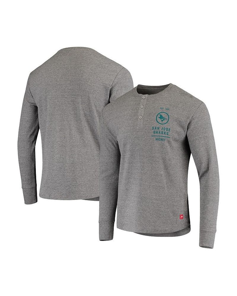 Men's Heathered Gray San Jose Sharks Campbell Henley Long Sleeve T-shirt $34.30 T-Shirts