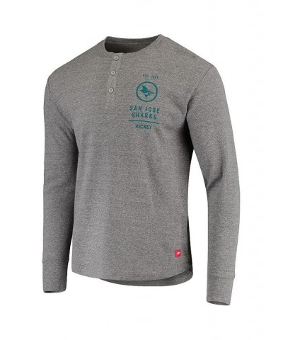 Men's Heathered Gray San Jose Sharks Campbell Henley Long Sleeve T-shirt $34.30 T-Shirts