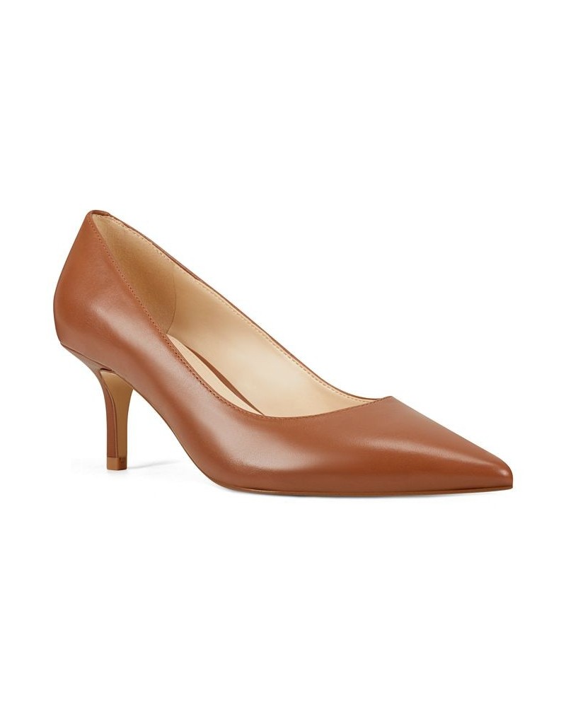 Women's Arlene Kitten Heel Pointy Toe Pumps Brown $39.60 Shoes