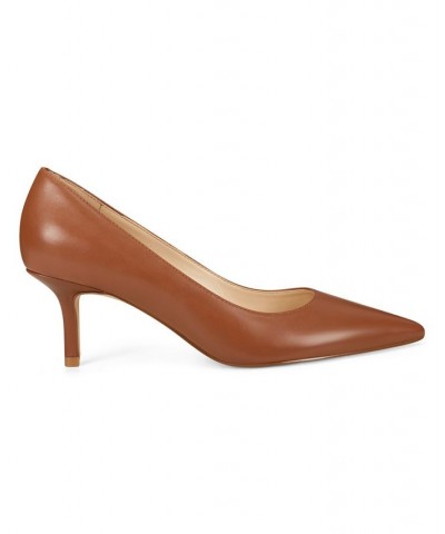 Women's Arlene Kitten Heel Pointy Toe Pumps Brown $39.60 Shoes