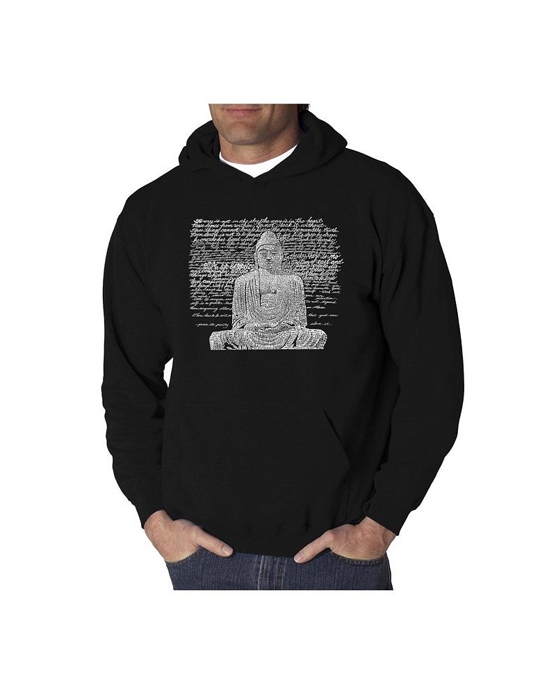 Men's Word Art Hooded Sweatshirt - Zen Buddha Black $35.99 Sweatshirt