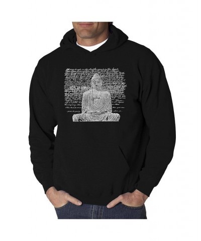 Men's Word Art Hooded Sweatshirt - Zen Buddha Black $35.99 Sweatshirt