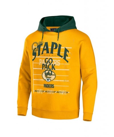 Men's NFL X Staple Yellow Green Bay Packers Oversized Gridiron Vintage-Like Wash Pullover Hoodie $31.39 Sweatshirt