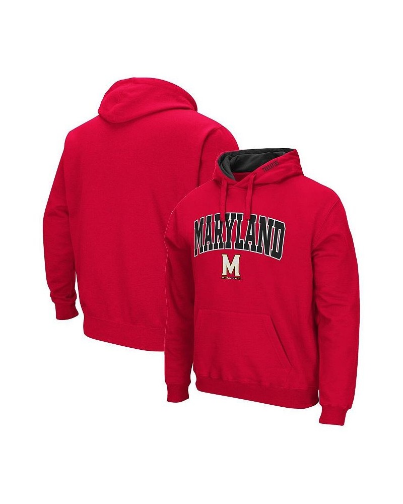 Men's Red Maryland Terrapins Arch and Logo 3.0 Pullover Hoodie $25.20 Sweatshirt