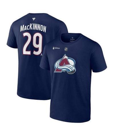 Men's Branded Nathan MacKinnon Navy Colorado Avalanche 2022 Stanley Cup Champions Authentic Stack Name and Number T-shirt $18...