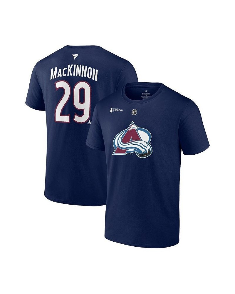 Men's Branded Nathan MacKinnon Navy Colorado Avalanche 2022 Stanley Cup Champions Authentic Stack Name and Number T-shirt $18...