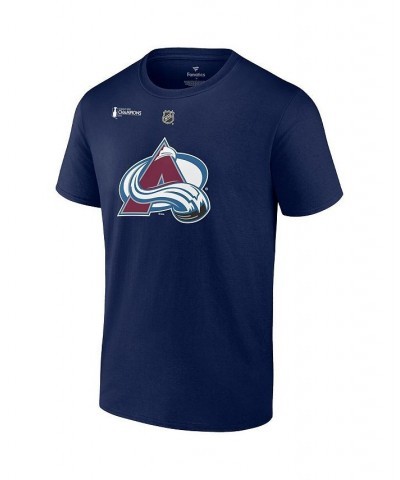 Men's Branded Nathan MacKinnon Navy Colorado Avalanche 2022 Stanley Cup Champions Authentic Stack Name and Number T-shirt $18...