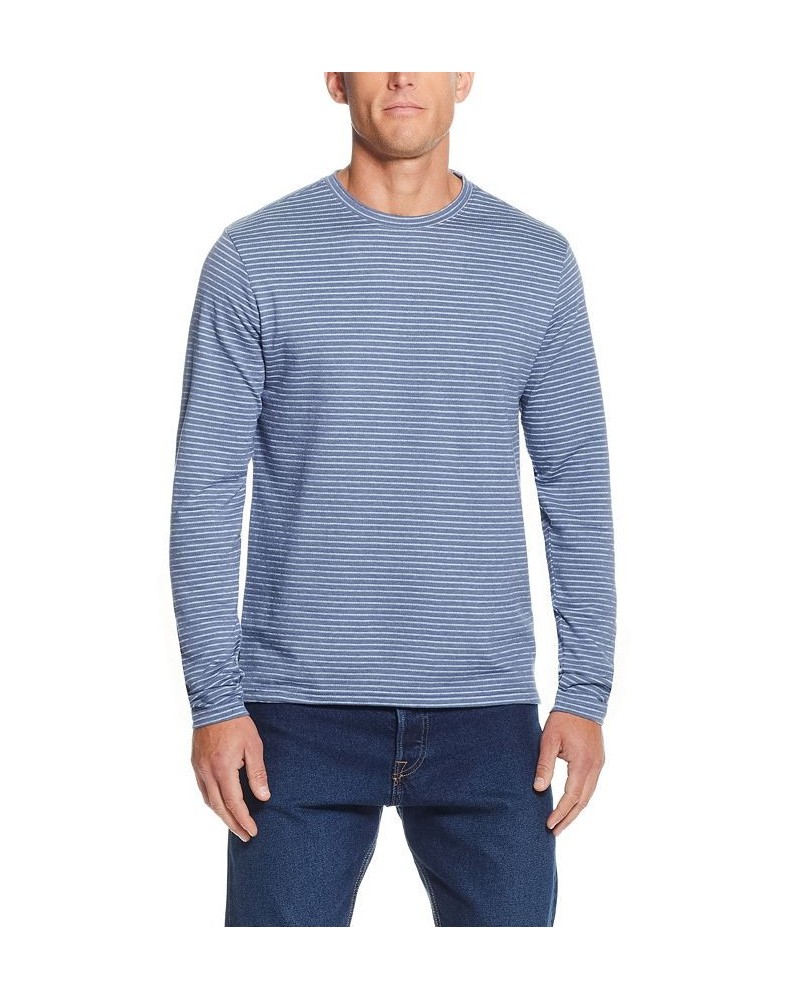 Men's Long Sleeve Crew Neck Striped T-shirt Green $17.46 T-Shirts