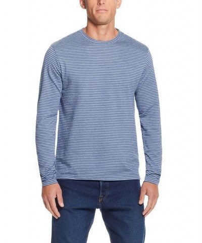 Men's Long Sleeve Crew Neck Striped T-shirt Green $17.46 T-Shirts