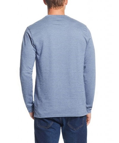 Men's Long Sleeve Crew Neck Striped T-shirt Green $17.46 T-Shirts