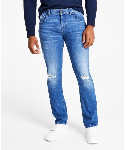 Men's Skinny-Fit Destroyed Jeans Blue $14.49 Jeans