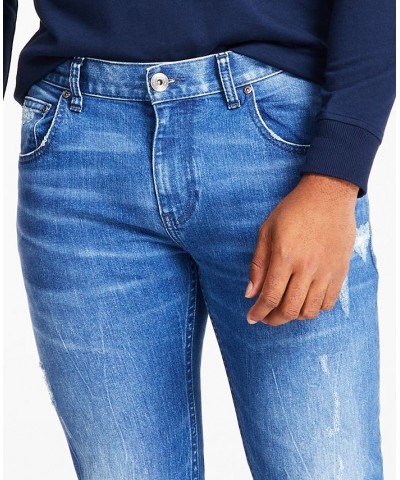 Men's Skinny-Fit Destroyed Jeans Blue $14.49 Jeans