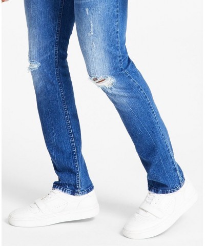 Men's Skinny-Fit Destroyed Jeans Blue $14.49 Jeans