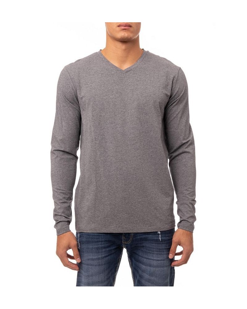 Men's Soft Stretch V-Neck Long Sleeve T-shirt PD03 $21.56 T-Shirts