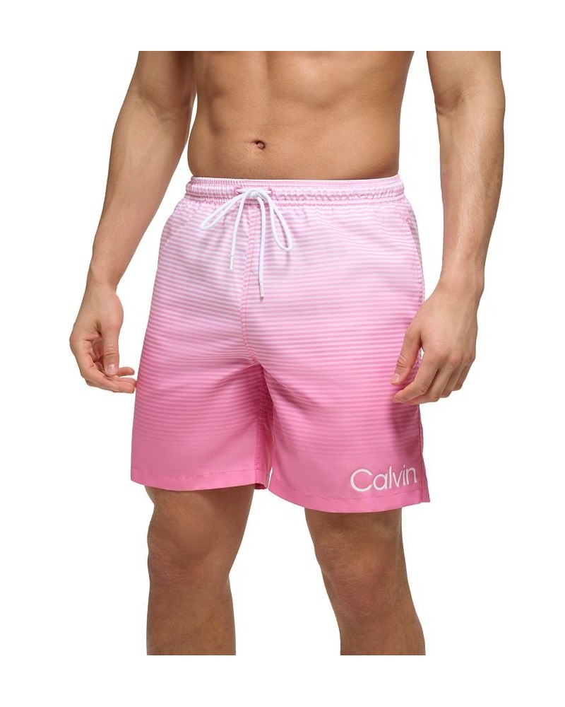 Calvin Kelin Men's Regular-Fit OmbrÉ Gradient Stripe UPF 50+ 7" Swim Trunks PD06 $20.05 Swimsuits