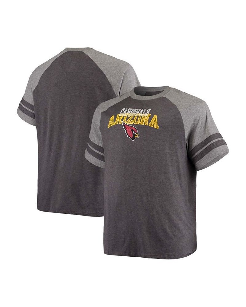 Men's Big and Tall Charcoal, Heathered Gray Arizona Cardinals Two-Stripe Tri-Blend Raglan T-shirt $25.00 T-Shirts