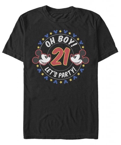 Men's Oh Boy Mickey 21 Short Sleeve Crew T-shirt Black $16.10 T-Shirts