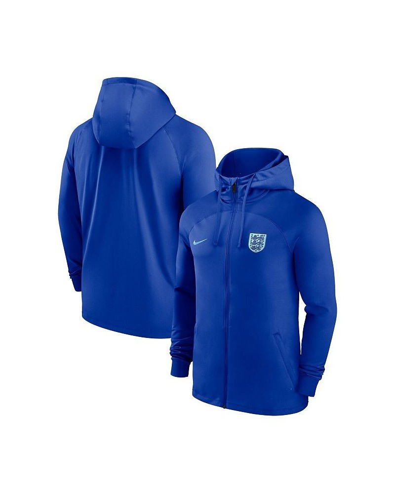 Men's Blue England National Team Strike Raglan Hoodie Full-Zip Track Jacket $47.50 Jackets