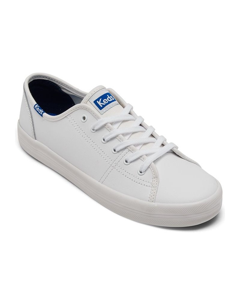 Women's Kickstart Leather Casual Sneakers White $30.75 Shoes