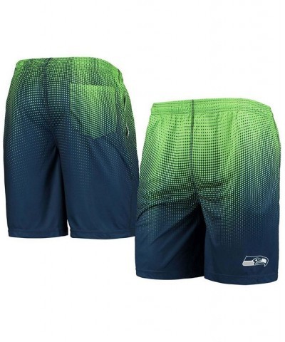 Men's College Navy and Neon Green Seattle Seahawks Pixel Gradient Training Shorts $18.00 Shorts