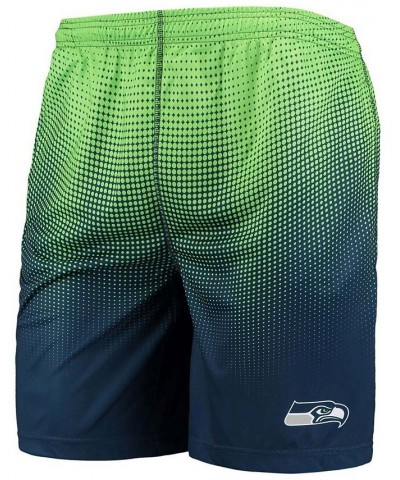 Men's College Navy and Neon Green Seattle Seahawks Pixel Gradient Training Shorts $18.00 Shorts