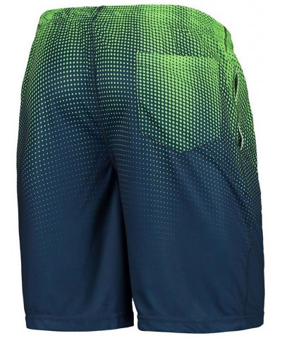 Men's College Navy and Neon Green Seattle Seahawks Pixel Gradient Training Shorts $18.00 Shorts