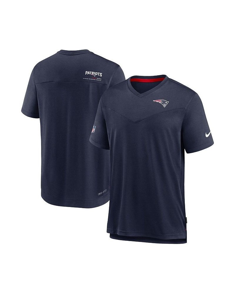 Men's Navy New England Patriots 2022 Sideline Coach Chevron Lock Up Performance V-Neck T-shirt $27.95 T-Shirts