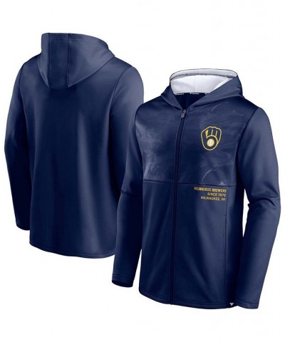 Men's Navy Milwaukee Brewers Primary Logo Full-Zip Hoodie $32.80 Sweatshirt