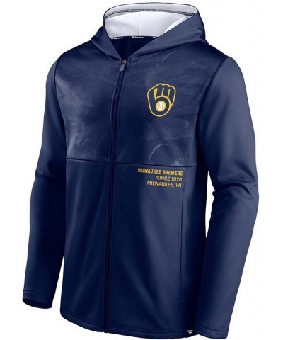 Men's Navy Milwaukee Brewers Primary Logo Full-Zip Hoodie $32.80 Sweatshirt