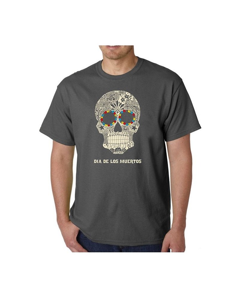 Men's Word Art - Dia De Los Muertos T-Shirt Gray $18.54 T-Shirts