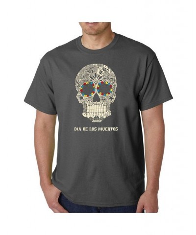 Men's Word Art - Dia De Los Muertos T-Shirt Gray $18.54 T-Shirts