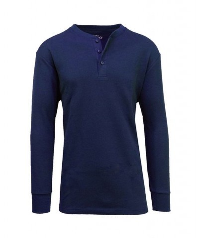 Men's Long Sleeve Thermal Henley Tee PD02 $15.75 T-Shirts