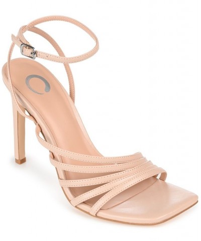 Women's Louella Strappy Stilettos Tan/Beige $49.35 Shoes