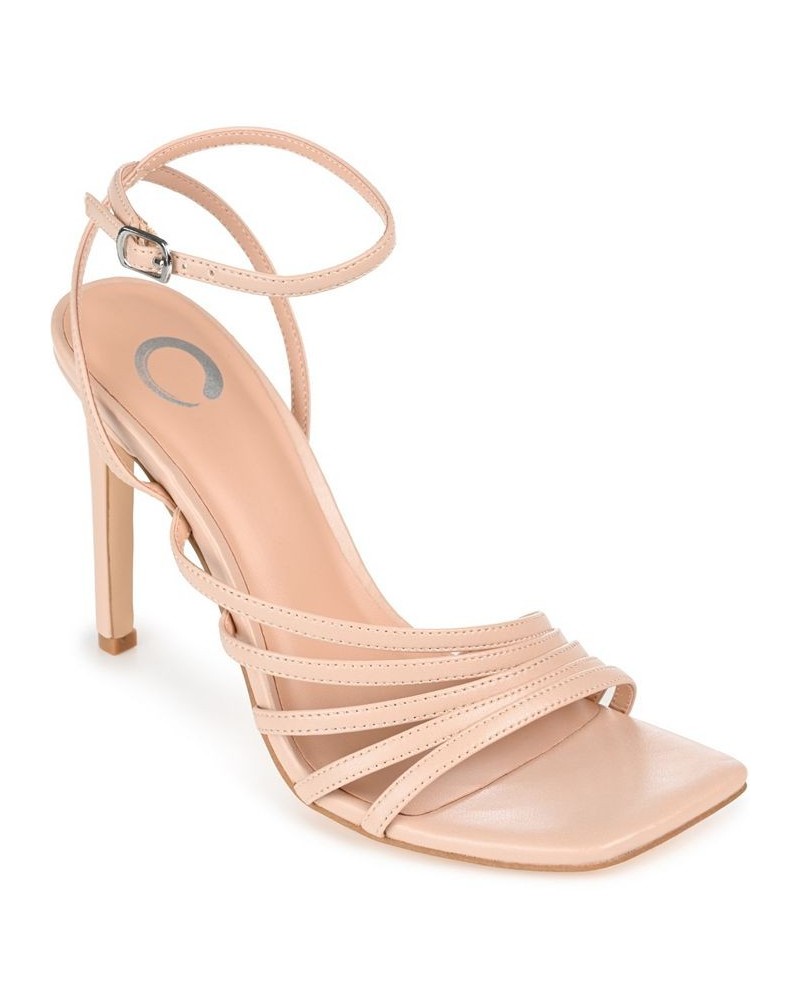 Women's Louella Strappy Stilettos Tan/Beige $49.35 Shoes