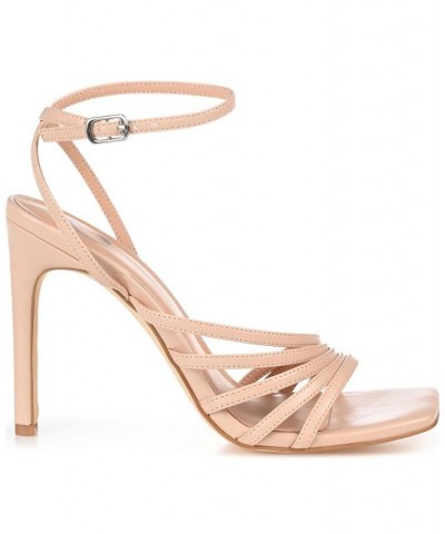 Women's Louella Strappy Stilettos Tan/Beige $49.35 Shoes