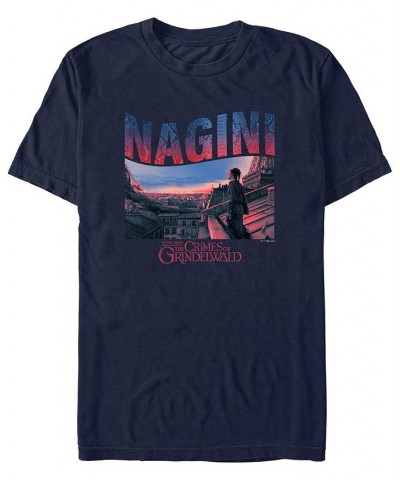 Men's Fantastic Beasts Nagini Snake Short Sleeve T-shirt Blue $15.75 T-Shirts