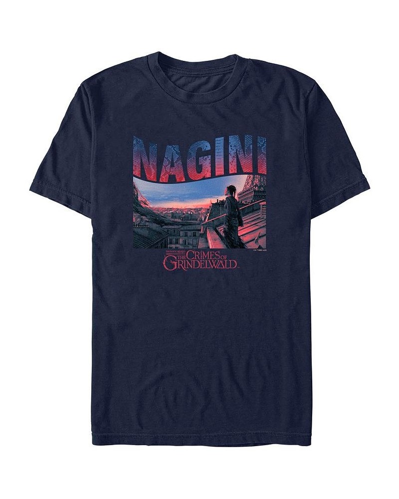 Men's Fantastic Beasts Nagini Snake Short Sleeve T-shirt Blue $15.75 T-Shirts