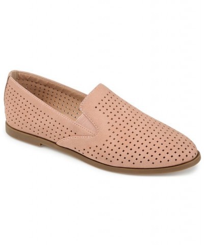 Women's Lucie Perforated Loafers Pink $42.30 Shoes