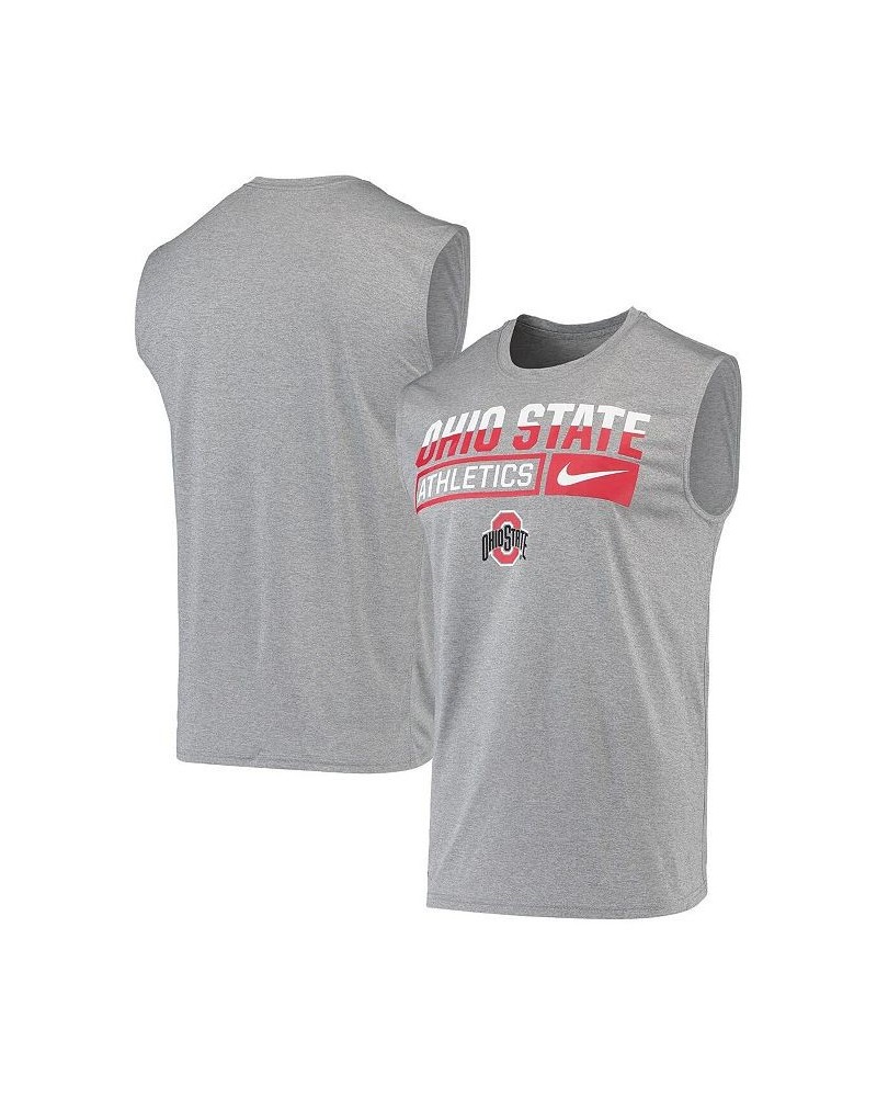 Men's Heathered Gray Ohio State Buckeyes Wordmark Drop Legend Performance Tank Top $23.00 T-Shirts