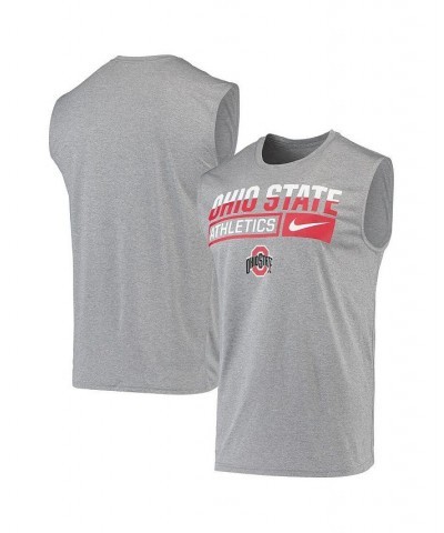 Men's Heathered Gray Ohio State Buckeyes Wordmark Drop Legend Performance Tank Top $23.00 T-Shirts