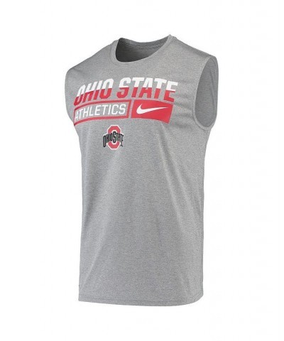 Men's Heathered Gray Ohio State Buckeyes Wordmark Drop Legend Performance Tank Top $23.00 T-Shirts