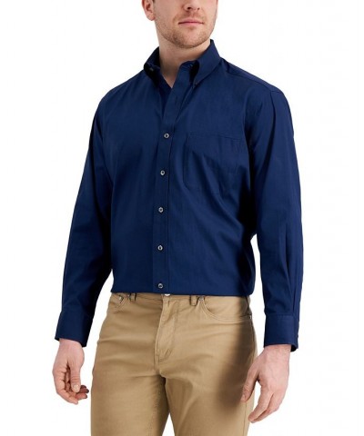 Men's Regular Fit Cotton Pinpoint Dress Shirt Blue $17.60 Dress Shirts