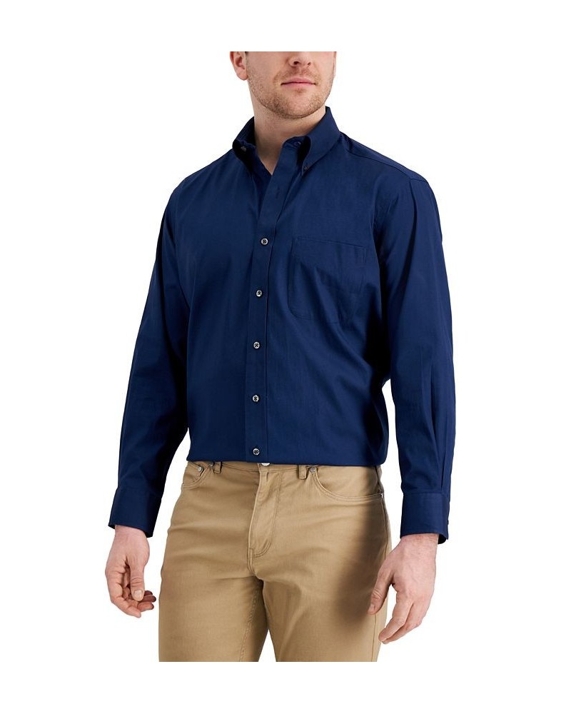 Men's Regular Fit Cotton Pinpoint Dress Shirt Blue $17.60 Dress Shirts