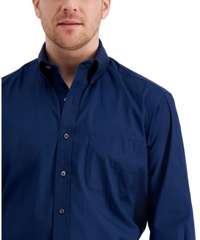 Men's Regular Fit Cotton Pinpoint Dress Shirt Blue $17.60 Dress Shirts