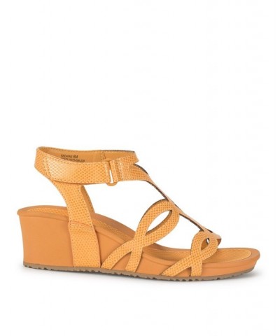 Women's Raeanne Wedge Sandal Yellow $46.28 Shoes