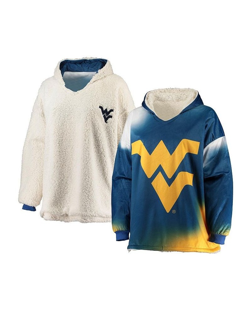 Men's Navy and White West Virginia Mountaineers Sherpa Big Logo Gradient Reversible Hoodeez $42.50 Sweatshirt