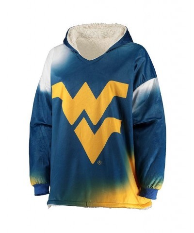 Men's Navy and White West Virginia Mountaineers Sherpa Big Logo Gradient Reversible Hoodeez $42.50 Sweatshirt