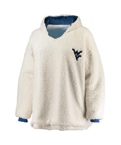 Men's Navy and White West Virginia Mountaineers Sherpa Big Logo Gradient Reversible Hoodeez $42.50 Sweatshirt