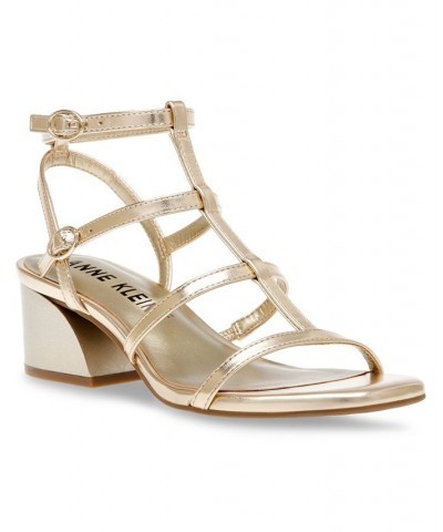 Women's Mecca Block Heel Sandal Gold $53.46 Shoes