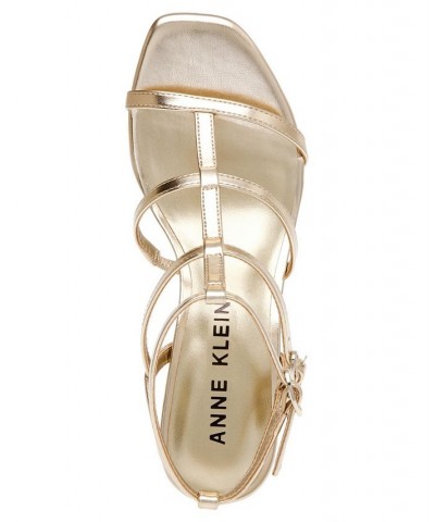 Women's Mecca Block Heel Sandal Gold $53.46 Shoes